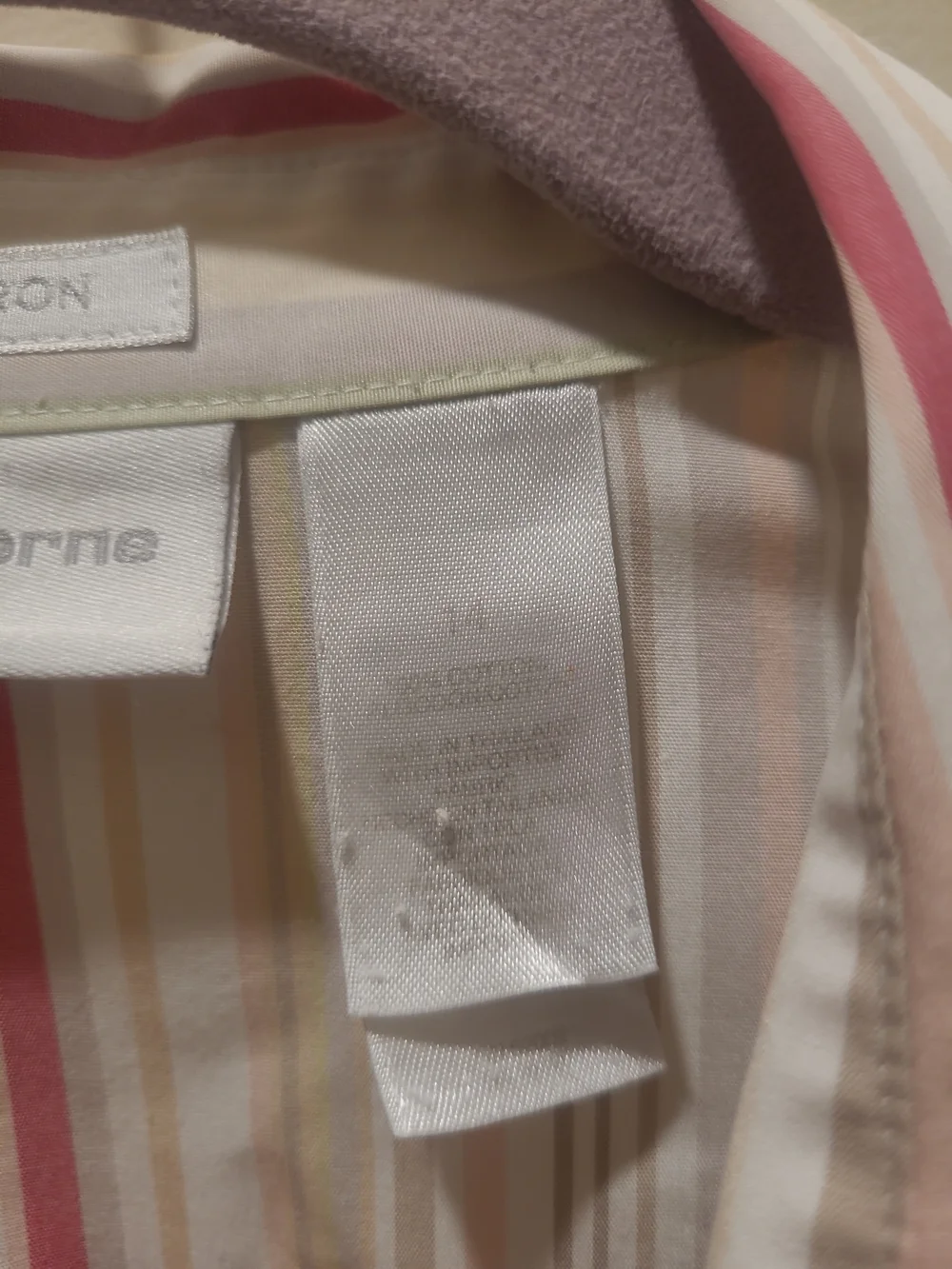 LIZ CLAIBORNE, WOMEN'S MULTI-COLOR COTTON LONG SLEEVED STRIPED BLOUSE, SIZE 14